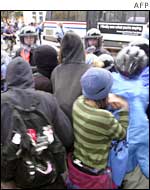 Protestors and police clash