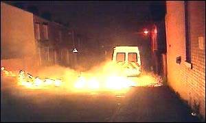 Scene from the Oldham riots