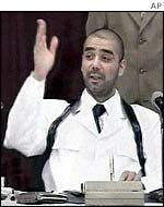 Saddam Hussein's son Uday on Iraqi TV