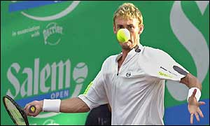 Juan Carlos Ferrero prepares to hit a forehand in Hong Kong