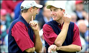 Cink and Furyk's win over Harrington and McGinley gives the USA hope as the foursomes concludes the opening day at the Belfry