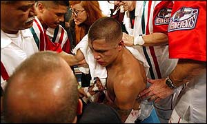 Fernando Vargas after his defeat by Oscar De La Hoya