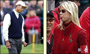 US golfer Tiger Woods failed to impress watching girlfriend Elin Nordegren