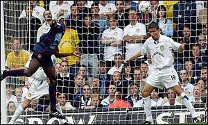 Harte cannot stop Toure's header as he puts Arsenal 2-0 up