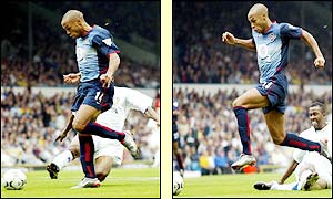 Henry puts Arsenal 3-0 up less than a minute into the second half