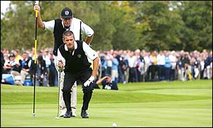 Jesper Parnevik makes his first appearance of the tournament as he teams up with fellow Swede Niclas Fasth
