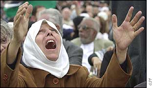 An Iraqi refugee shouts out Allah 