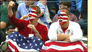 US fans cheer on their players on the second day