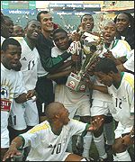 South Africa celebrate with the Cosafa Cup
