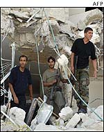 First Palestinians emerge from compound