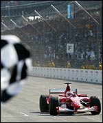 Rubens Barrichello wins the US Grand Prix