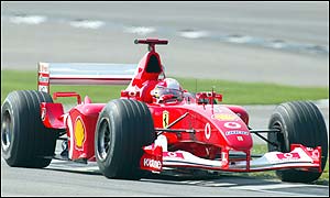 Michael Schumacher leads in Indianapolis