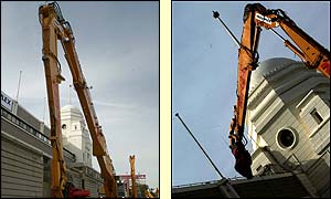 Diggers begin the demolition of Wembley Stadium