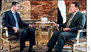Syrian President Bashar al-Assad and Egyptian President Hosni Mubarak