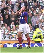 Lorenzo Amoruso sees red in the Old Firm derby