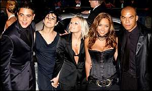  left to right; Noel Sullivan, Kym Marsh, Suzanne Shaw, Mylene Klass and Danny Foster arriving at the National Television Awards at the Royal Albert Hall in London