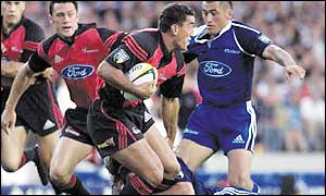 Daryl Gibson in action for the Crusaders against the Blues