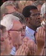 Delegates listen to Mr Blair's speech