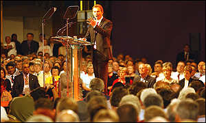 Tony Blair speaking at the Labour conference