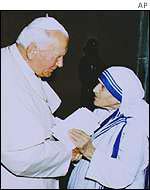 Pope John Paul II with Mother Teresa in 1979