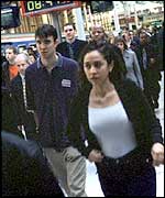 Commuters disembarking