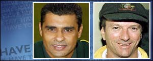 Pakistan captain Waqar Younis and his Australian counterpart Steve Waugh 