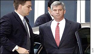 Andrew Fastow (right) being arrested