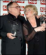 Coronation Street stars Bill Tarmey and Liz Dawn at the Inside Soap Awards