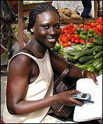 Senegalese woman with mobile phone