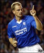 De Boer celebrates his first goal