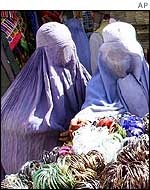 Afghan women wearing burqas