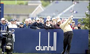 Scotland's Colin Montgomerie tees of at the third hole