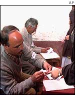 Polling booth in Kashmir