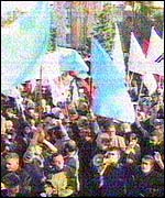Protesters in the street