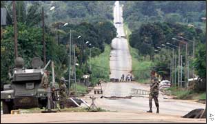 Government-held territory south of Bouake