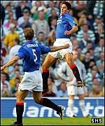 Mikel Arteta celebrates after putting Rangers ahead