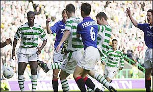 Chris Sutton blasts home an equaliser to level the game 3-3 