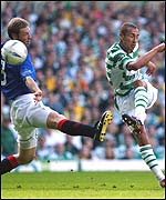 Henrik Larsson scores Celtic's first goal