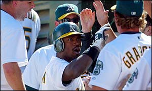 Ray Durham's home run is the only run conceded by Minnesota starting pitcher Brad Radke