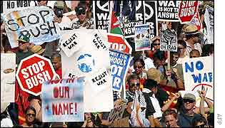 Anti-war protesters march in Los Angeles