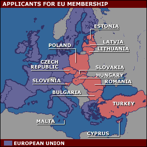 EU applicants map