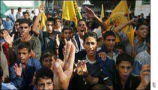 Palestinians shouting slogans