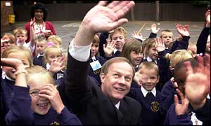 Damian Green visiting a school on Monday