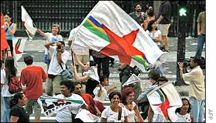 Lula supporters celebrating the results