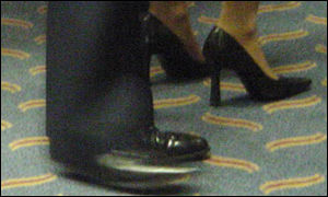 Sensible lace-ups and high heeled glamour