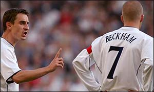 Gary Neville (left) and England captain David Beckham are set to link up again