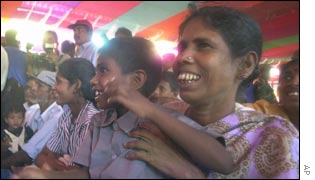 Gleeful relatives of soldiers released by the LTTE earlier
