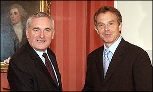 Bertie Ahern and Tony Blair in London