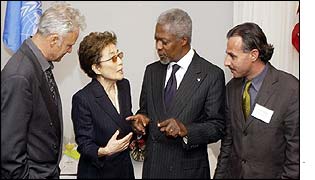 The artists, Yoko Ono and Kofi Annan