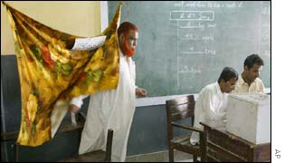 Man voting in Karachi, Pakistan 